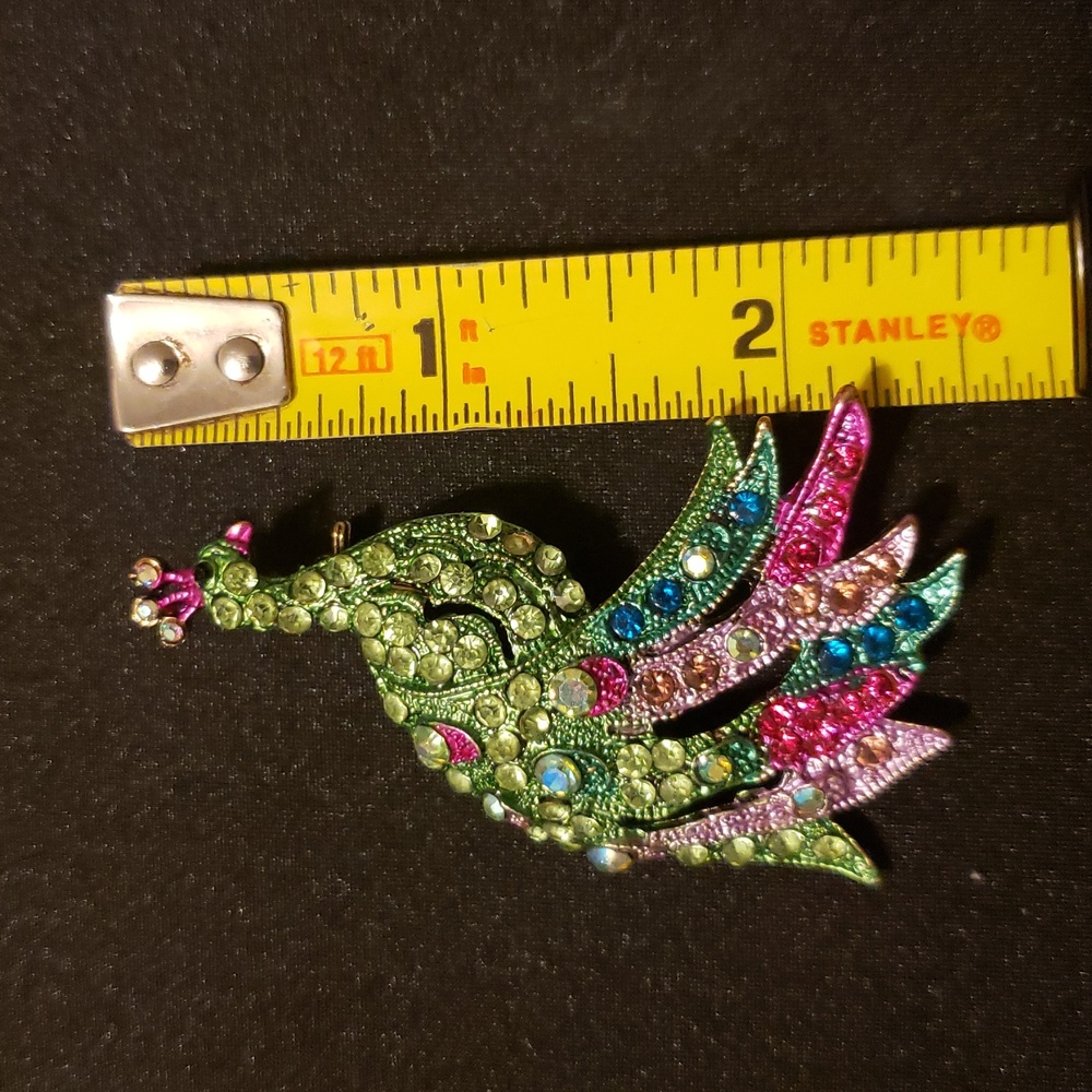 Multicolor Peacock Brooch - Picture 8 of 8